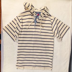 Tommy Hilfiger Striped Hooded Short Sleeve Split Hem Top XL Boys